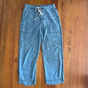 Lilla P Slate Blue Casual Pants with Beige Drawstring